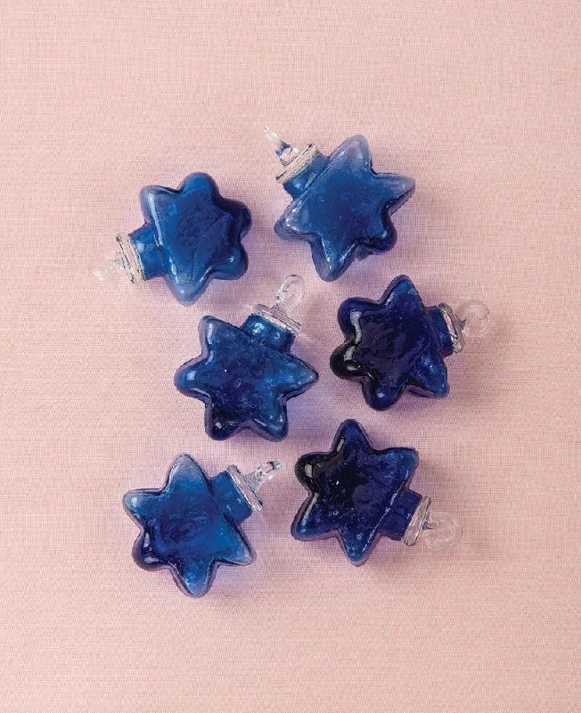 Mercury glass Edison light bulbsCobalt Blue Imogen Mini Recycled Glass Star Ornament, Set of 6