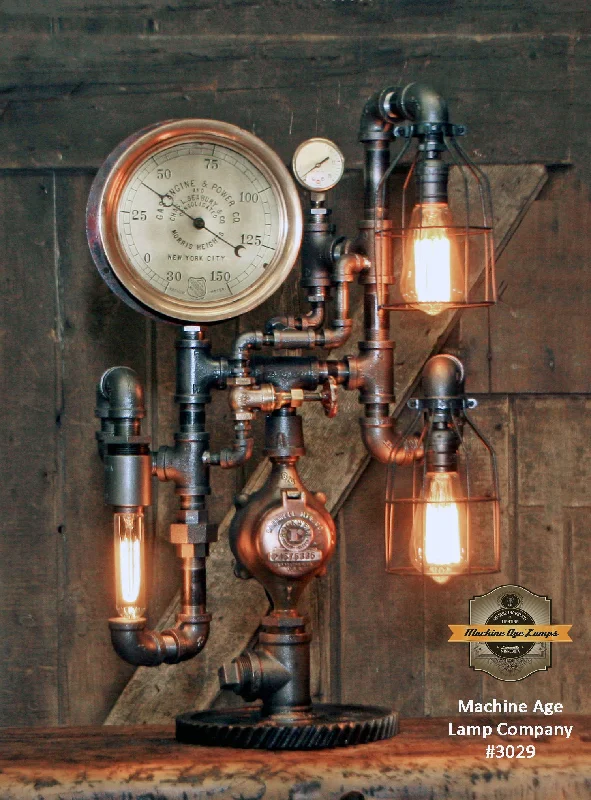 Low - Bay Industrial Lighting Fixtures for Small FactoriesSteampunk Industrial / Steam Gauge Lamp / New York / Marine / Nautical / Lamp #3029