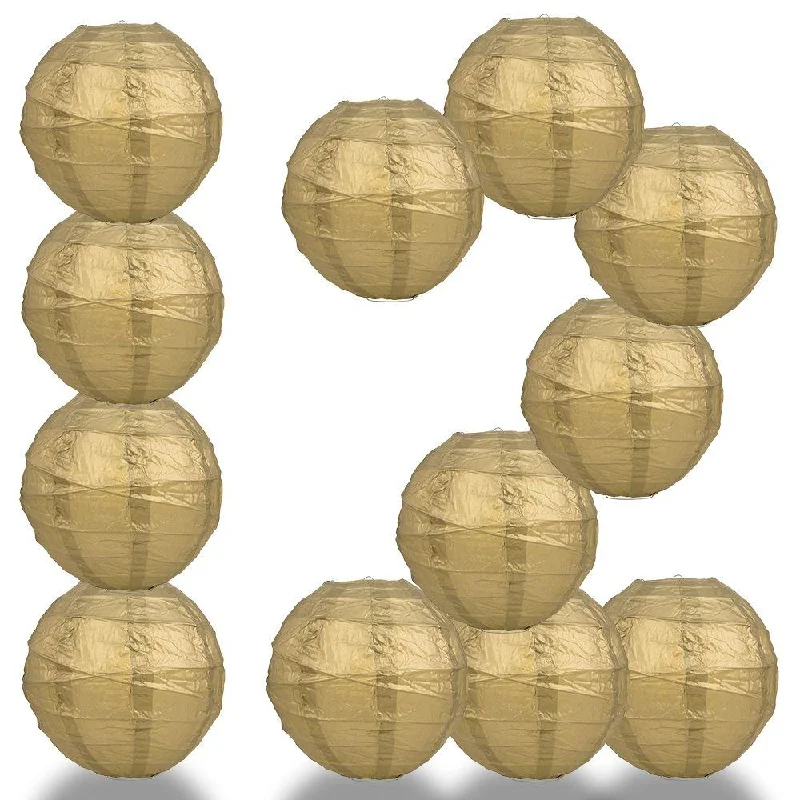 Nickel plated base Edison light bulbsBULK PACK (12) 36" Gold Round Paper Lantern, Crisscross Ribbing, Chinese Hanging Wedding & Party Decoration