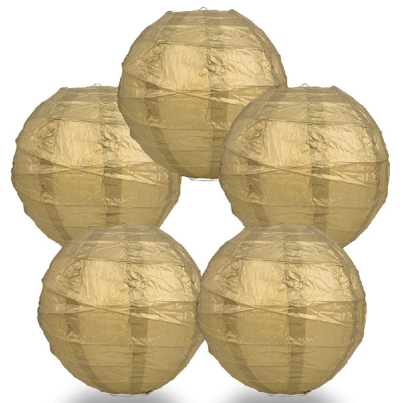 Decorative LED Edison light bulbs for weddings5-PACK 36" Gold Round Paper Lantern, Crisscross Ribbing, Chinese Hanging Wedding & Party Decoration