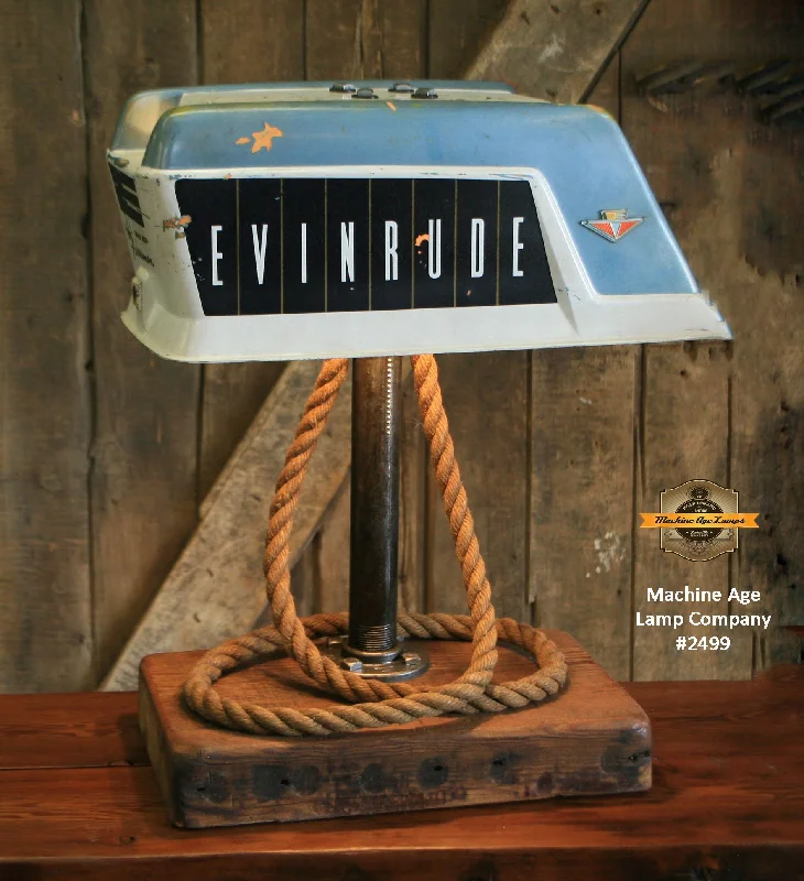 Industrial Wall - Mounted Lighting for Workshop WallsSteampunk Industrial / Antique Evinrude Boat Motor / Nautical / Marine / Cabin / Lamp #2499