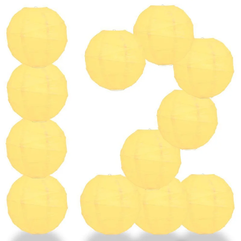 Decorative Edison light bulbs for restaurantsBULK PACK (12) 36" Lemon Yellow Chiffon Round Paper Lantern, Crisscross Ribbing, Chinese Hanging Wedding & Party Decoration