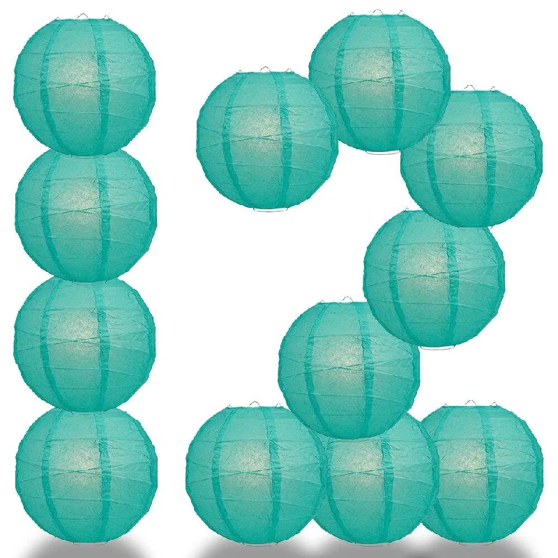 Large size Edison light bulbs for statement piecesBULK PACK (12) 36" Teal Green Round Paper Lantern, Crisscross Ribbing, Chinese Hanging Wedding & Party Decoration