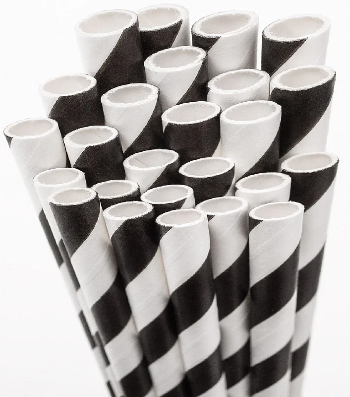 Nickel plated base Edison light bulbsBlack Paper Straws - 25 pack