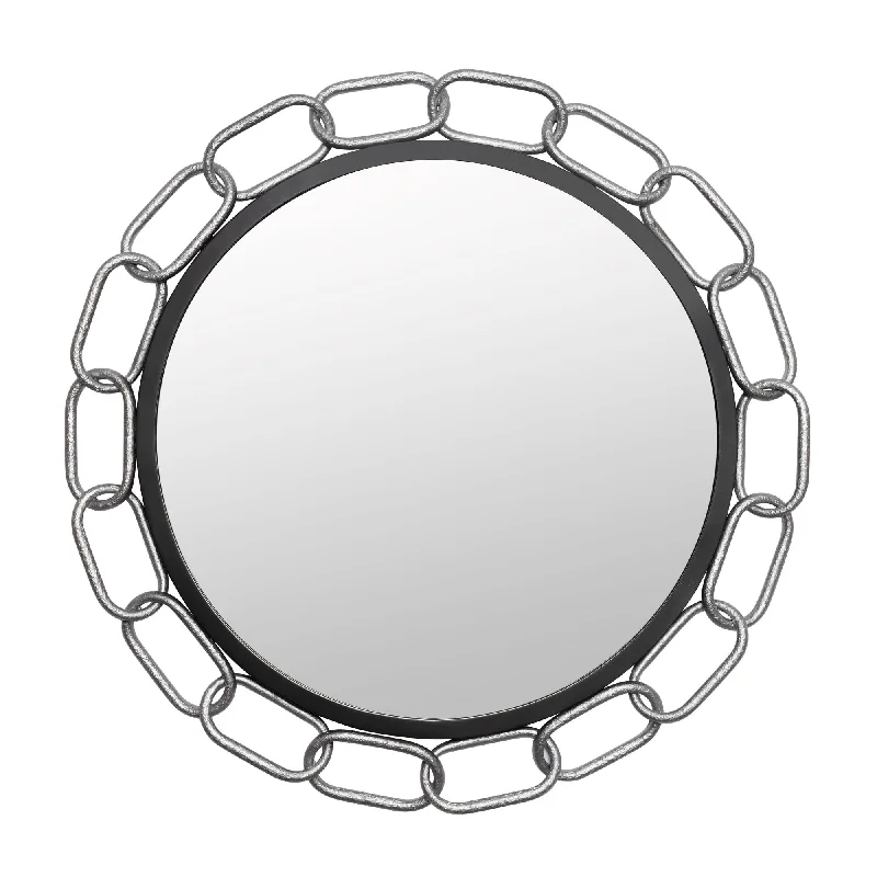 Chains of Love 444MI30MBTS 30-Inch Round Mirror - Matte Black/Textured Silver