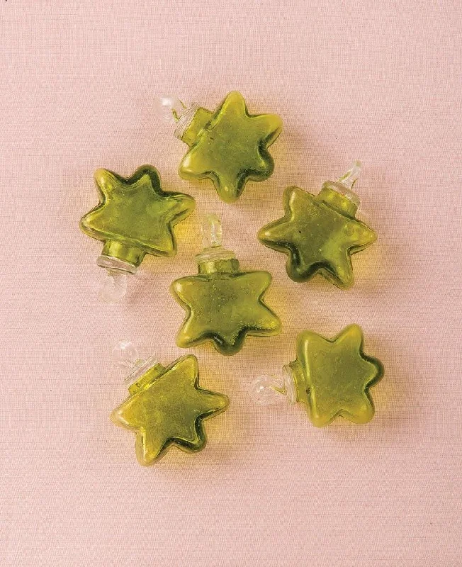 Small size Edison light bulbsBottle Green Imogen Mini Recycled Glass Star Ornament, Set of 6