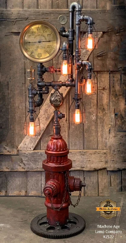 Low - Bay Industrial Lighting Fixtures for Small FactoriesSteampunk Industrial / Fire Hydrant / Floor Lamp / Steam Gauge / Lamp #2572