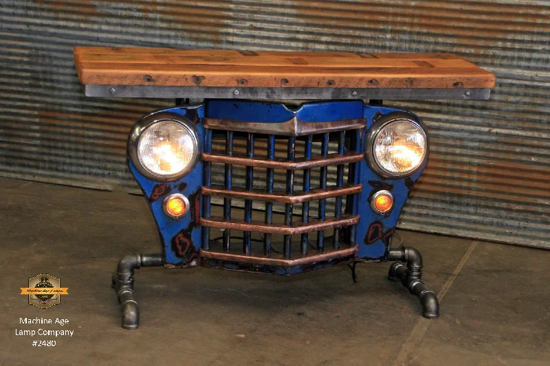 Explosion - Proof Industrial Lighting for Hazardous LocationsSteampunk Industrial / Original vintage 50's Jeep Willys Grille / Table Sofa Hallway / Blue / Automotive  / Table #2480