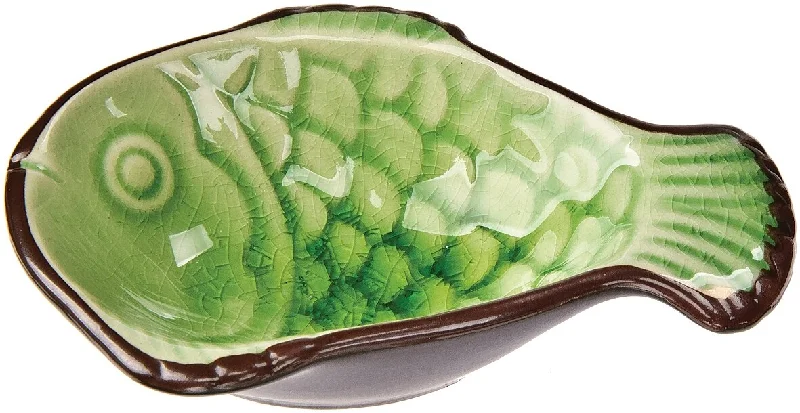 Nickel plated base Edison light bulbsGreen Fish Ceramic Sauce Dish