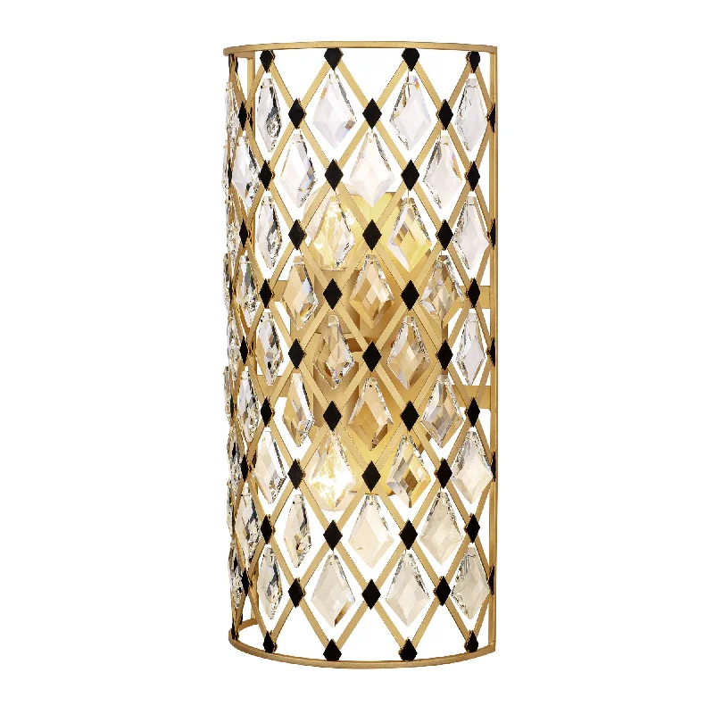 glass wall lamps with frosted glass for soft, diffused lightWindsor 345W02FGMB 2-Light Wall Sconce - French Gold/Matte Black