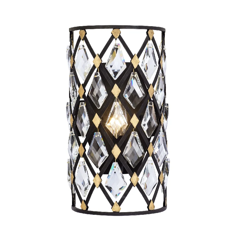 fabric wall lamps with a linen shade for a relaxed and breathable atmosphereWindsor 345W01CBHG 1-Light Wall Sconce - Carbon/Havana Gold