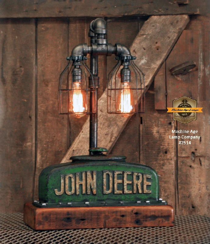 Durable Industrial Lighting for Harsh EnvironmentsSteampunk Industrial Lamp / Antique John Deere BR / Radiator / Barnwood / Farm / Lamp #2514