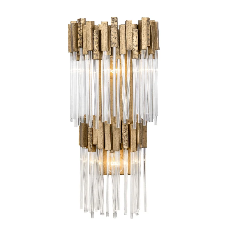 asian - inspired wall lamps with bamboo or paper shades for a zen - like Matrix 309W02LHG 2-Light Wall Sconce - Havana Gold