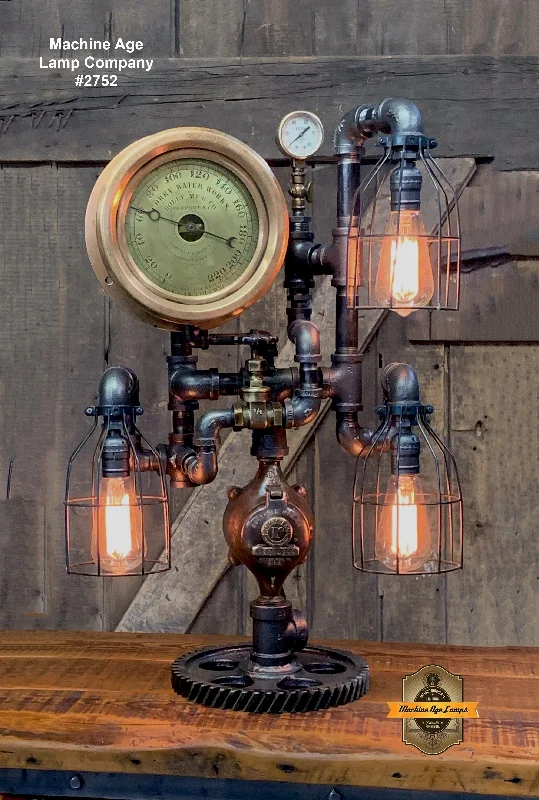 Dust - Resistant Industrial Lighting for Dirty WorkspacesSteampunk Industrial / Machine Age Lamp / Antique Steam Gauge  / Corry Water works PA NY / Lamp #2752 sold