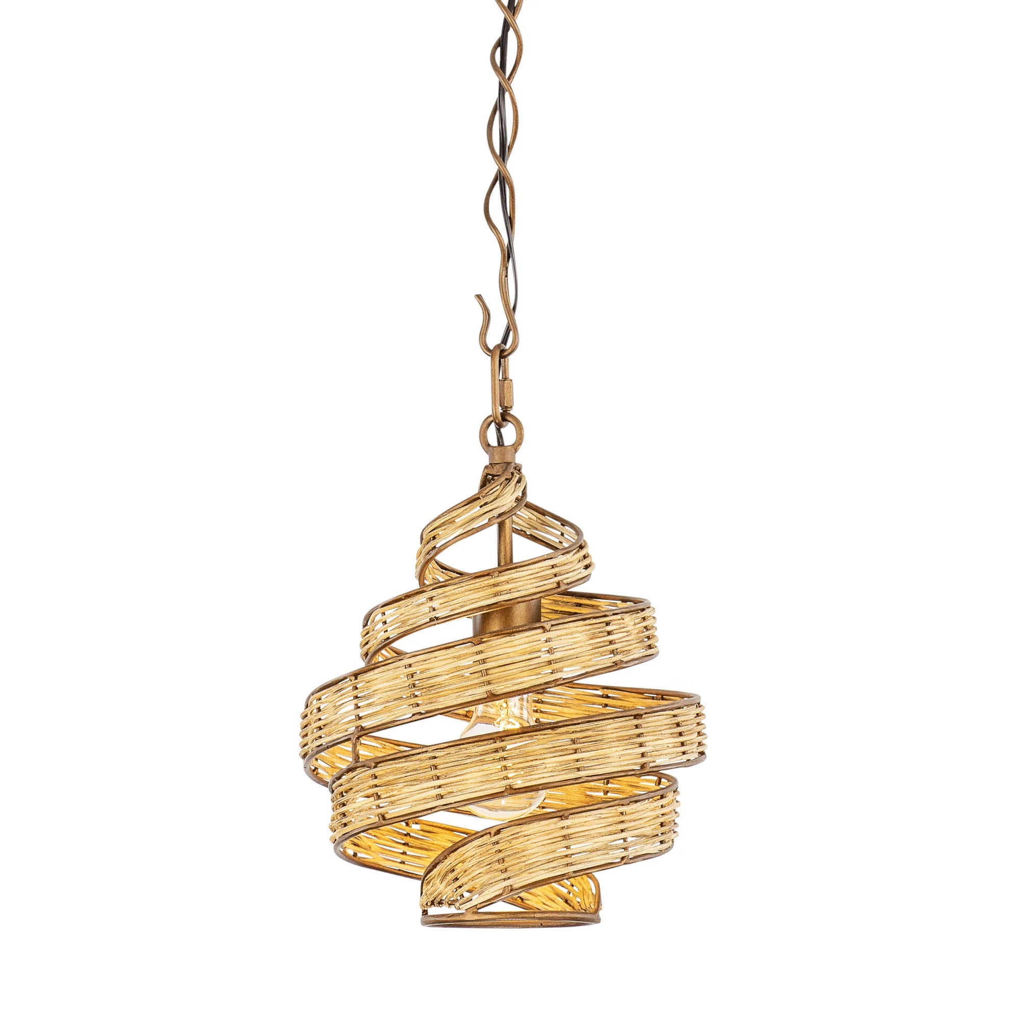 Flow 240P01BTR 1-Light Twist Pendant Light - Baguette/Natural Rattan