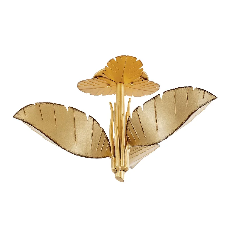 Banana Leaf 901S03GO Leaf 3-Light Ceiling Light - Gold/Dark Edging