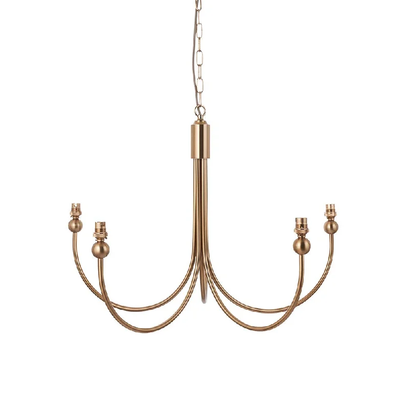 Track lighting with frosted glass shadesMarciano 5Lt Multi-Arm Curved Pendant - Brass