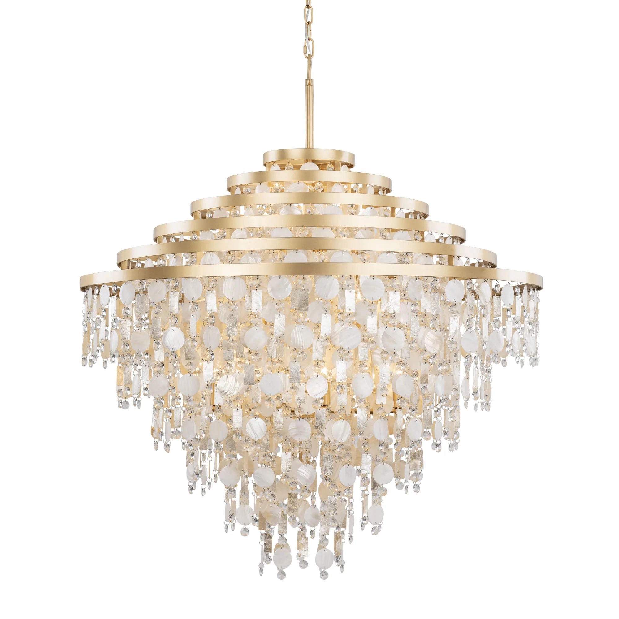 Chandeliers with Metal Frames in Bronze FinishKalani 377C16FG 16-Light Chandelier - French Gold