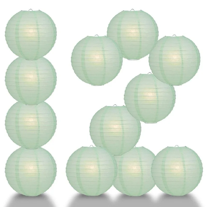 Oval shaped Edison light bulbsBULK PACK (12) 42" Cool Mint Green Round Paper Lantern, Even Ribbing, Chinese Hanging Wedding & Party Decoration