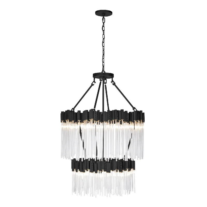 Chandeliers with Colored Glass for a Splash of ColorMatrix 309C14MBFG 14-Light Chandelier - Matte Black/French Gold