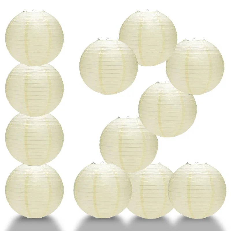 Edison light bulbs with decorative filamentsBULK PACK (12) 42" Ivory Round Paper Lantern, Even Ribbing, Hanging Decoration