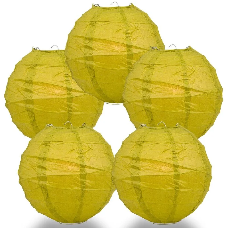 High lumen Edison light bulbs5-PACK 36" Chartreuse Yellow Green Round Paper Lantern, Crisscross Ribbing, Hanging