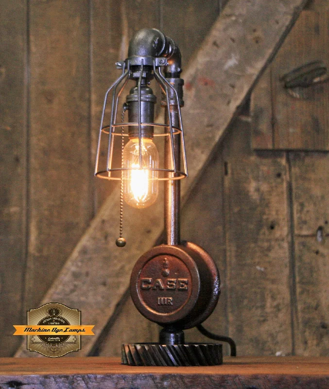 Industrial Lighting for Electronics ManufacturingSteampunk Industrial / Antique Case  Tractor Wheel Hub / Gear / Lamp #2700