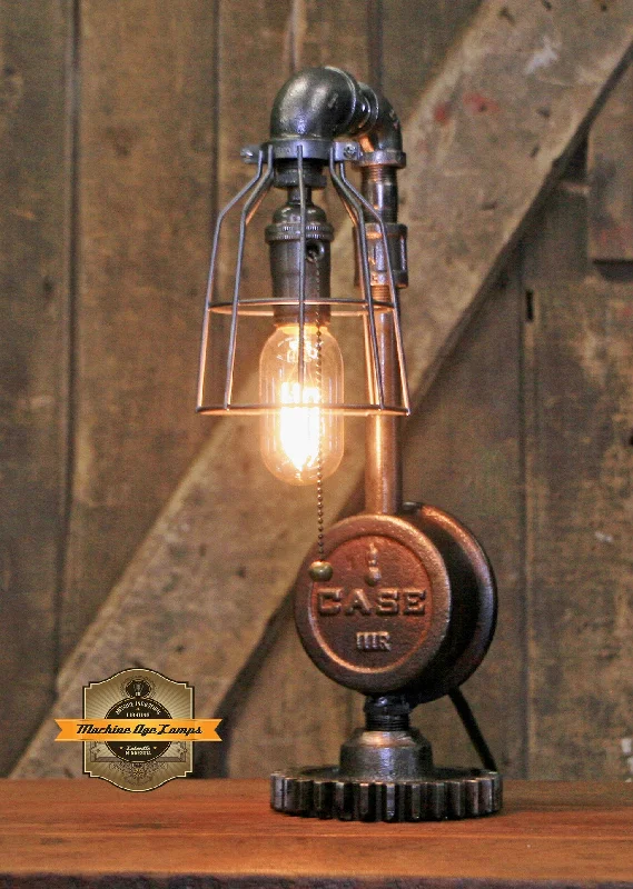 Industrial Lighting for Metal Fabrication ShopsSteampunk Industrial / Antique Case  Tractor Wheel Hub / Gear / Lamp #2701