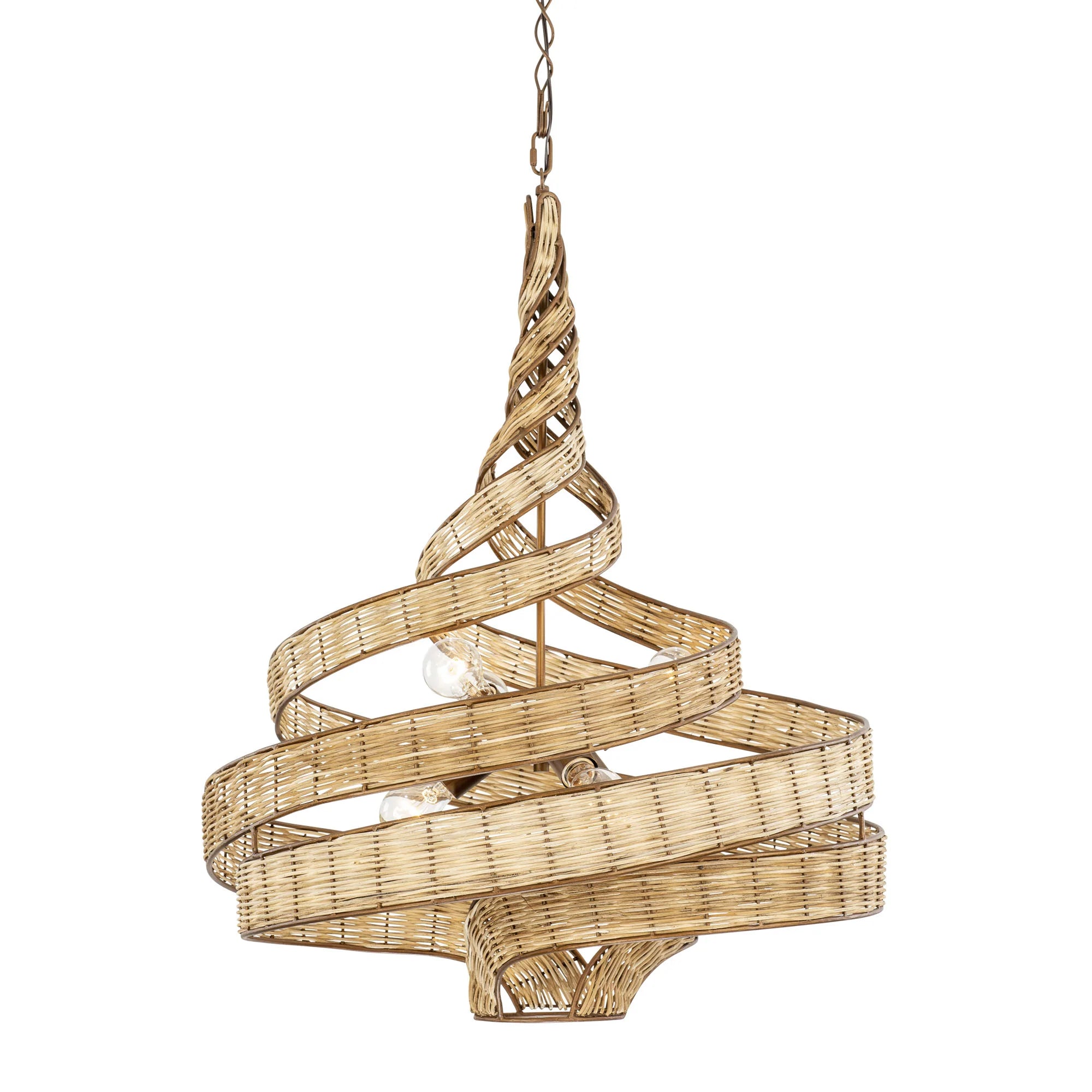 Flow 240P06BTR 6-Light Twist Pendant Light - Baguette/Natural Rattan