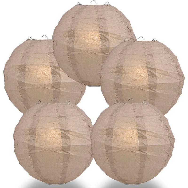 Edison style vintage light bulbs5-PACK 36" Dusty Sand Rose Round Paper Lantern, Crisscross Ribbing, Chinese Hanging Wedding & Party Decoration