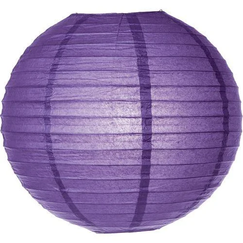 Oval shaped Edison light bulbsDark Purple 6 Inch Round No Frills Parallel Ribbed Paper Lantern Set of 10