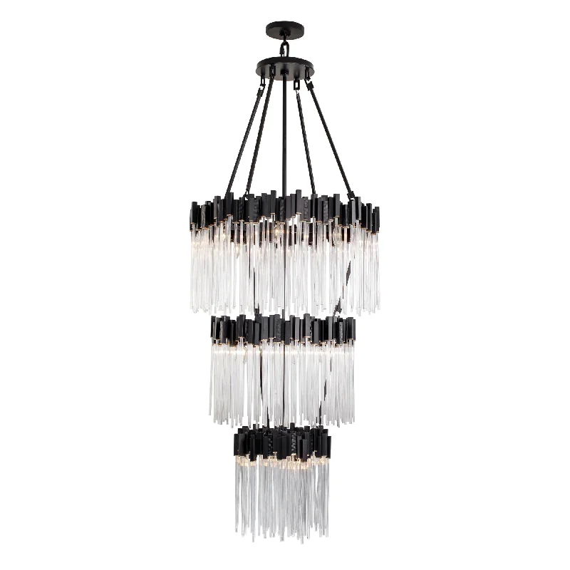 Incandescent Chandeliers for a Warm and Traditional GlowMatrix 309C19MBFG 18-Light Chandelier - Matte Black/French Gold