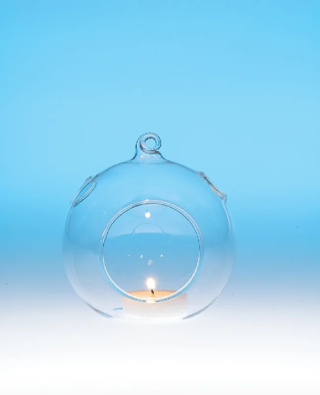 Daylight white Edison light bulbsClear Hanging Glass Medium Ball Tealight Candle Holder