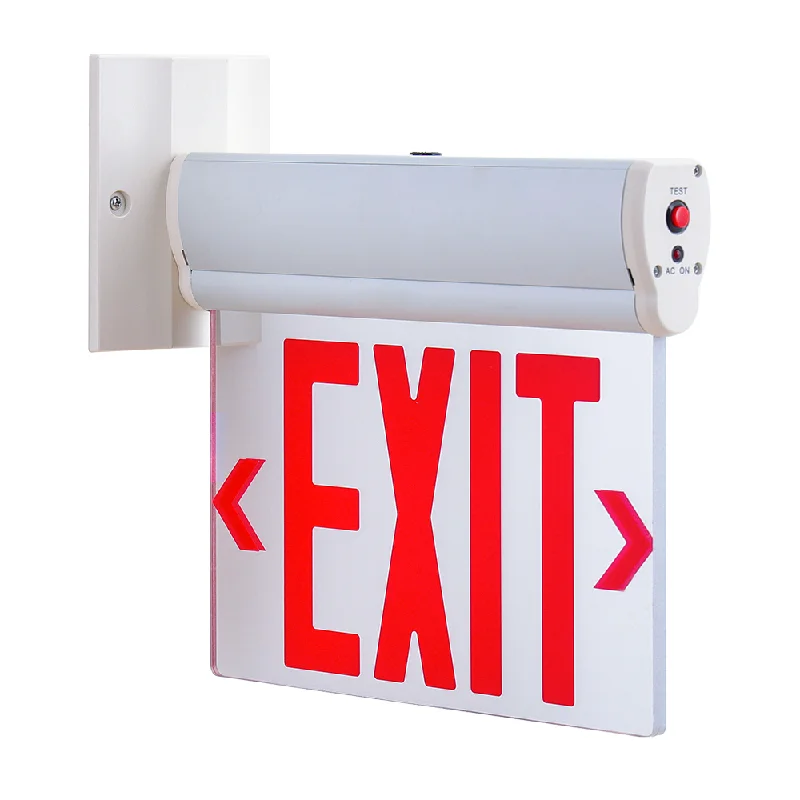 Industrial Ceiling - Mounted Lighting for Assembly PlantsKonlite LED Edge-Lit Exit Sign - Red Letter - Single Face - 2.5W - 120-277V