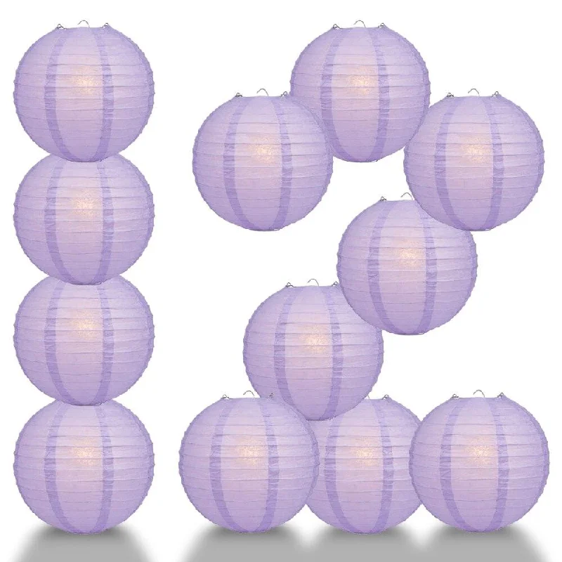 Filament style LED Edison light bulbsBULK PACK (12) 42" Lavender Round Paper Lantern, Even Ribbing, Chinese Hanging Wedding & Party Decoration