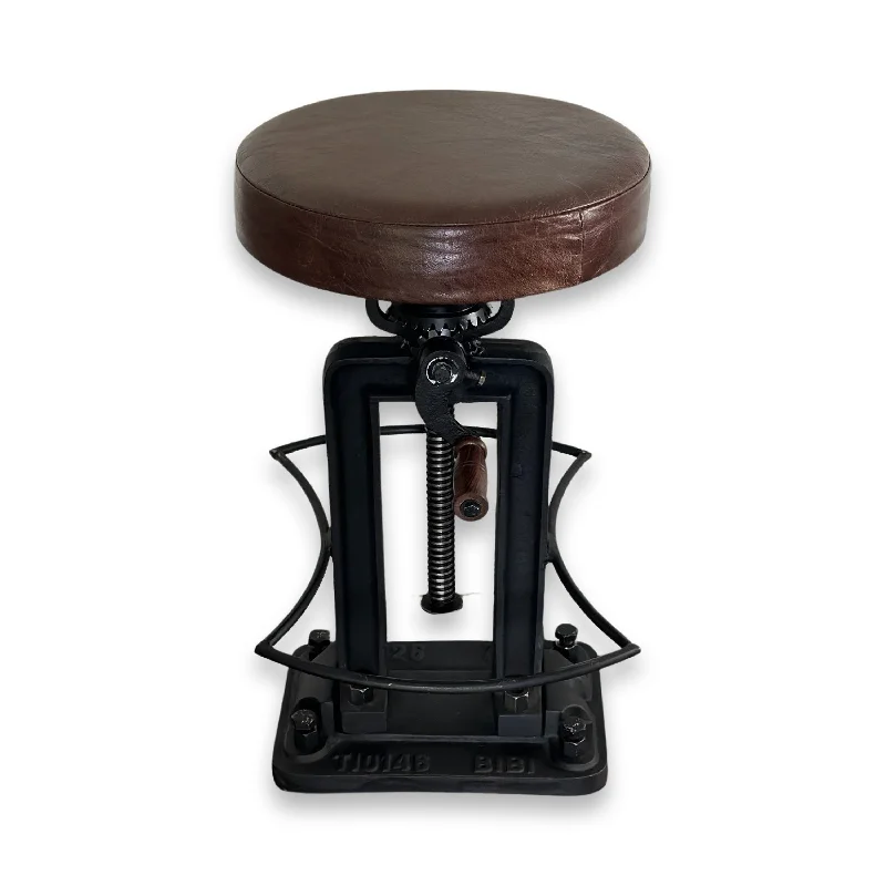 Shock - Resistant Industrial Lighting for Vibrating Machinery AreasMaxlume ~ Industrial Solid Bar Stool Leather Base | Vintage Style | Solid Cast Metal | Floor Standing