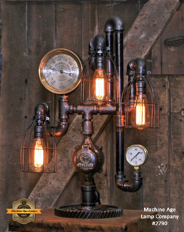 Color - Tunable Industrial Lighting for Special ApplicationsSteampunk Industrial / Machine Age Lamp / Antique Steam Gauge  /  Lamp #2790 sold