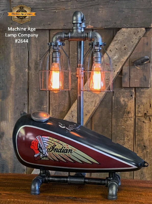 Dimmable Industrial Lighting for Ambiance ControlSteampunk Industrial / 1930’s Indian Scout Gas Tank Lamp / Motorcycle Lamp #2544 sold