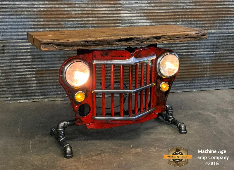 Industrial Lighting for Pharmaceutical ManufacturingSteampunk Industrial / Automotive / Original vintage 50's Jeep Willys Grille / Table Sofa Hallway / RED /  Table #2716 sold