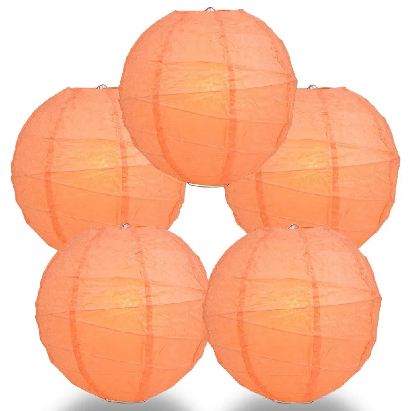 Waterproof Edison light bulbs for patios5-PACK 36" Peach / Orange Coral Round Paper Lantern, Crisscross Ribbing, Chinese Hanging Wedding & Party Decoration