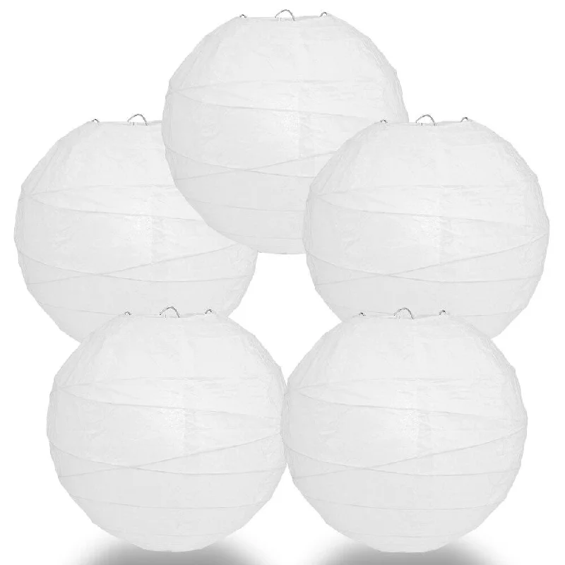 Edison screw base light bulbs5-PACK 32" White Round Paper Lantern, Crisscross Ribbing, Chinese Hanging Wedding & Party Decoration