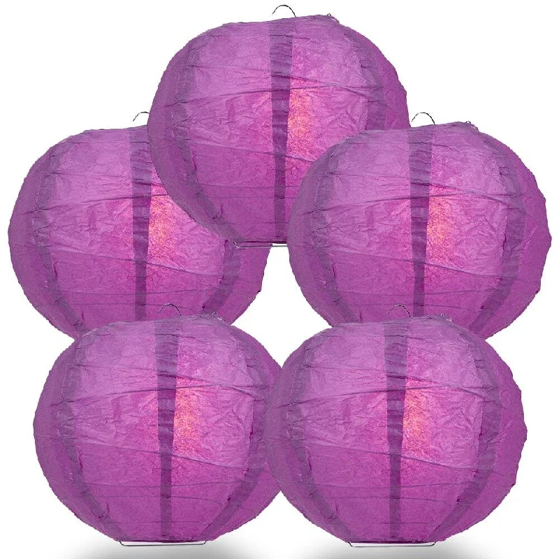 Mercury glass Edison light bulbs5-PACK 36" Violet / Orchid Round Paper Lantern, Crisscross Ribbing, Chinese Hanging Wedding & Party Decoration