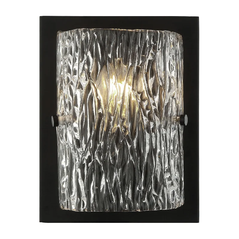 wood wall lamps with natural grain for a warm and organic feelMorgan 376W01BL 1-Light Wall Sconce - Black