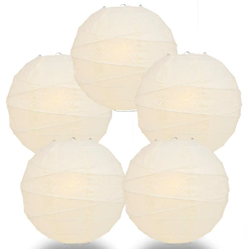 Small size Edison light bulbs5-PACK 36" Ivory Round Paper Lantern, Crisscross Ribbing, Chinese Hanging Wedding & Party Decoration