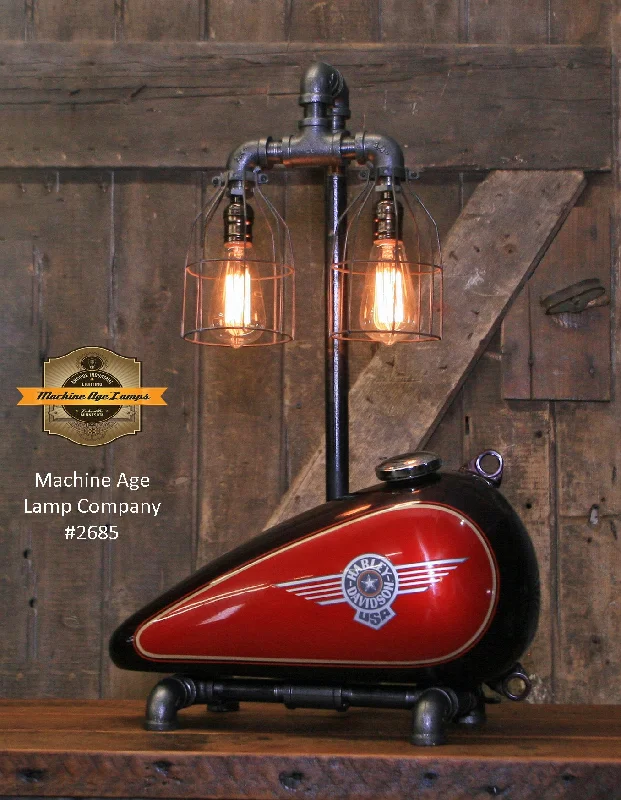 Industrial Pendant Lighting for Machine ShopsSteampunk Industrial, Original Motorcycle HD Gas Tank Lamp  #2685 sold