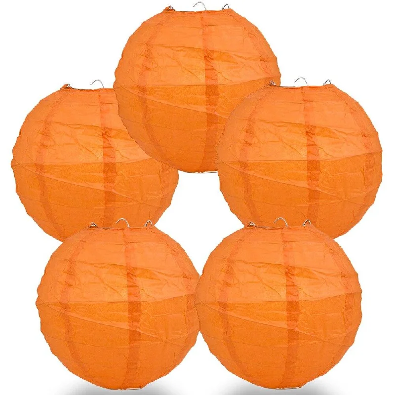 Outdoor rated Edison light bulbs5-PACK 36" Persimmon Orange Round Paper Lantern, Crisscross Ribbing, Chinese Hanging Wedding & Party Decoration