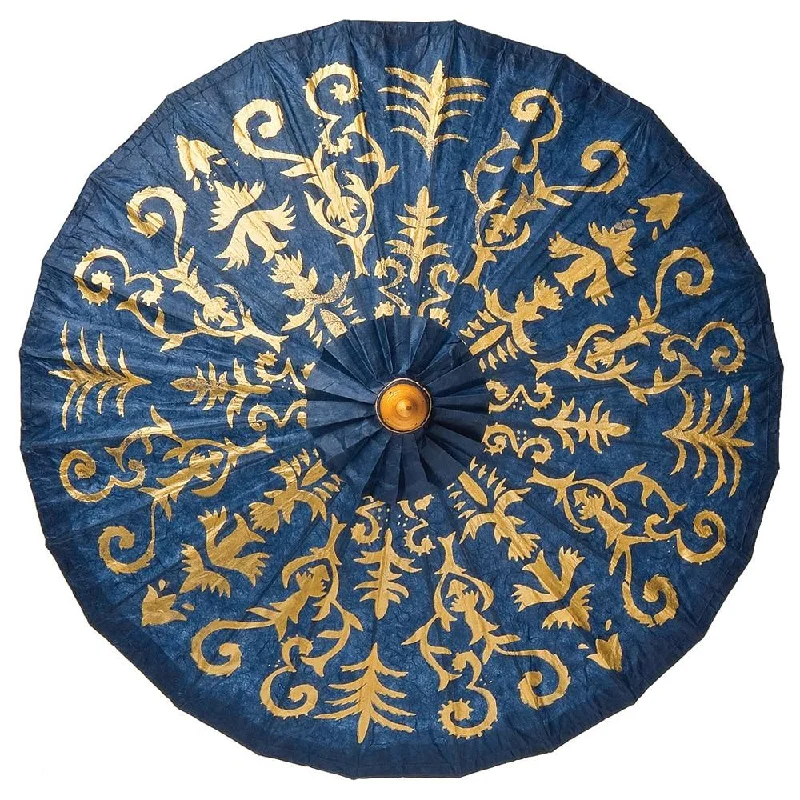 Low wattage Edison light bulbs for ambianceDark Blue 28 Inch Gilded Henna Design Mulberry Paper Parasol