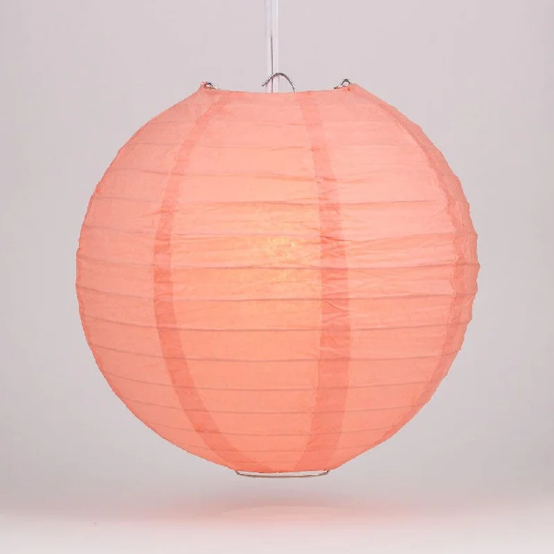 Frosted glass Edison light bulbsBULK PACK (12) 42" Roseate / Pink Coral Round Paper Lantern, Even Ribbing, Chinese Hanging Wedding & Party Decoration