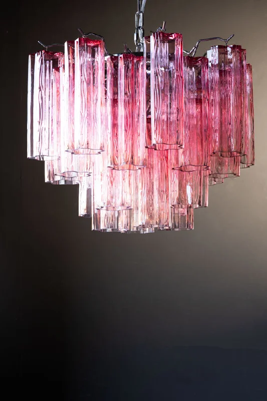 LED Chandeliers for Energy - Efficient LightingBeautiful Waved Glass Chandelier in Pink