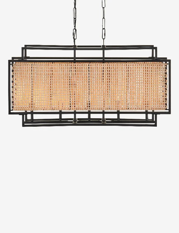 Incandescent Chandeliers for a Warm and Traditional GlowBrayson Linear Chandelier, Black and Natural 36"W